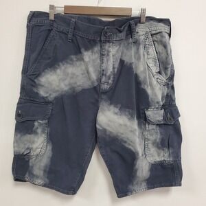 True Religion Men Y2K Tie Dye Cargo Shorts Size 40 Blue Skater Preppy Streetwear
